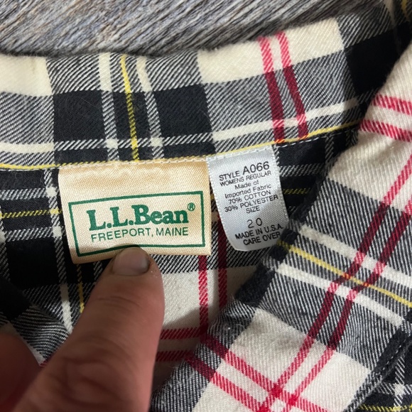 L.L. Bean Flannel Shirt Size 20 Plaid Womens Vintage Y2K USA Freeport Collared - Picture 3 of 4